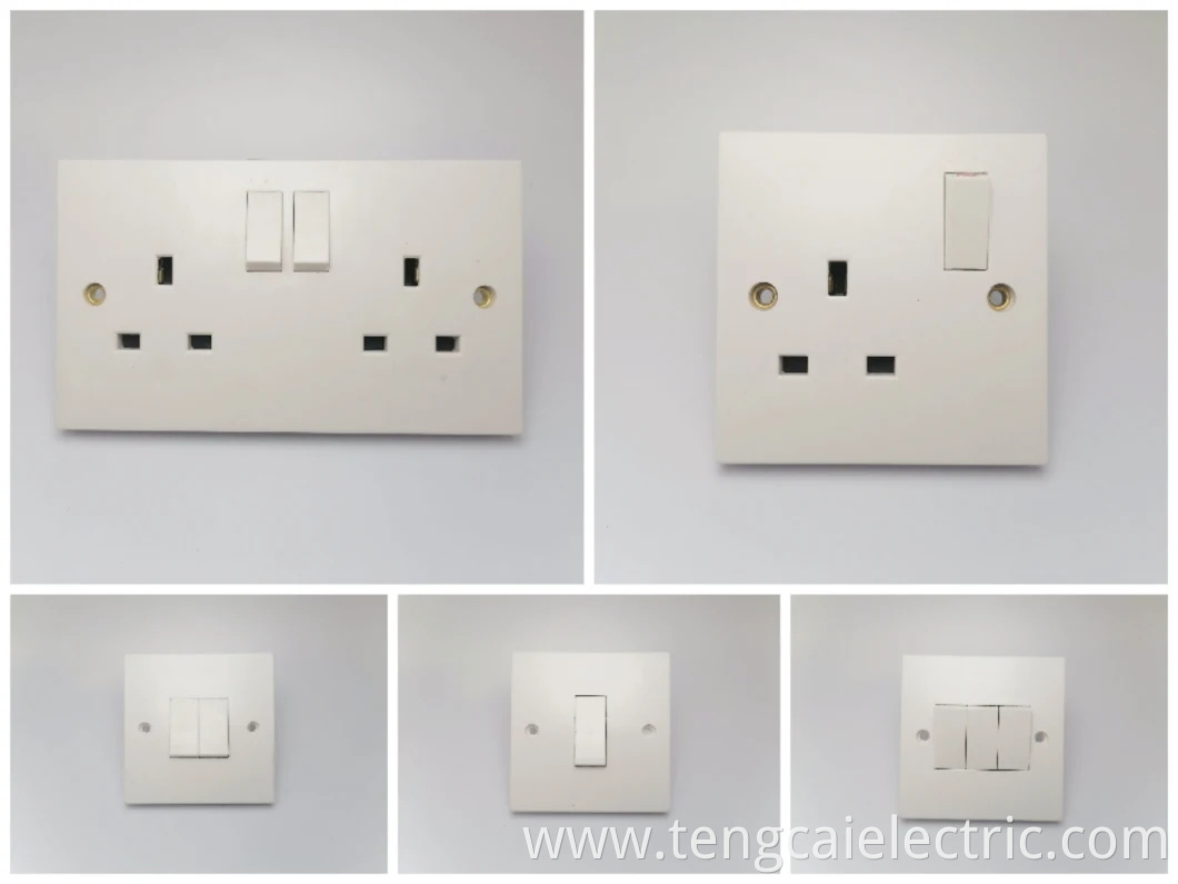 UK Electrical Wall Light Switch Socket 3 Gang 2 Way